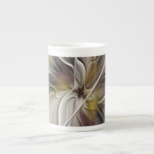 Tasse En Porcelaine Fractale florale, fleur de fantaisie aux couleurs