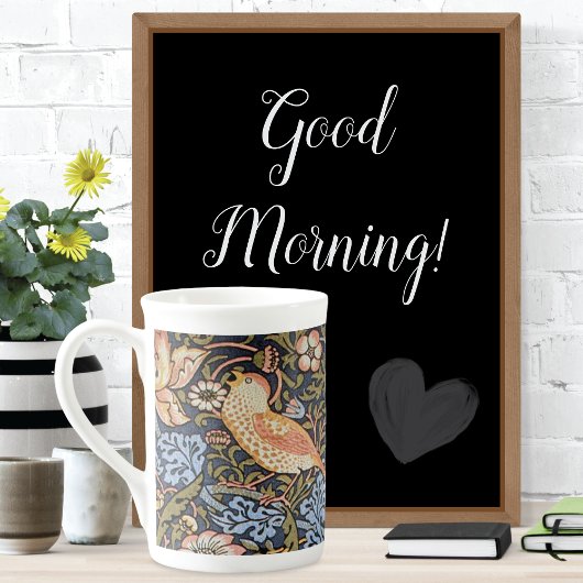 Tasse En Porcelaine Fraises Oiseaux de feuillage William Morris