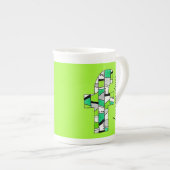 Tasse En Porcelaine Funky Géométrique Monogramme Vert (Devant droit)
