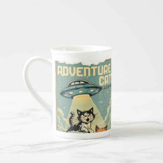 Tasse En Porcelaine Funny cats comic book alien abduction sci-fi (Gauche)