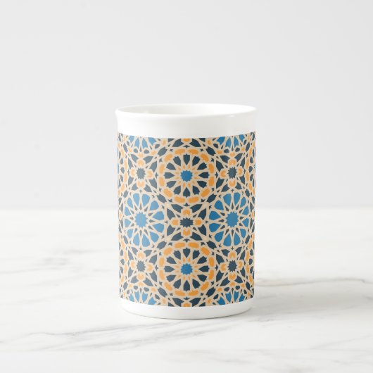 Tasse En Porcelaine Geometric Moroccan Tile & Orange Pattern (Devant)