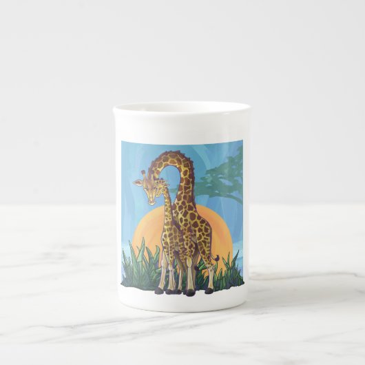 Tasse En Porcelaine Giraffe maman et bébé (Devant)