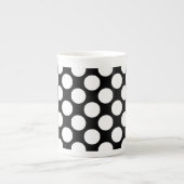 Tasse En Porcelaine Grands points rétro - blanc et noir (Devant)