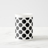 Tasse En Porcelaine Grands points rétro - noir et blanc (Devant)
