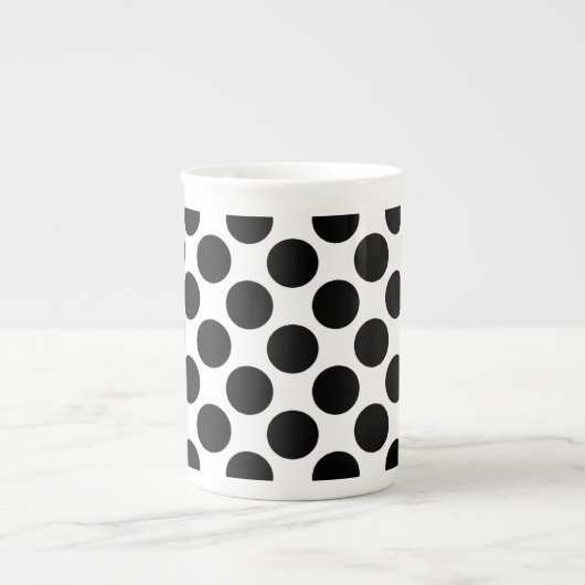 Tasse En Porcelaine Grands points rétro - noir et blanc (Devant)