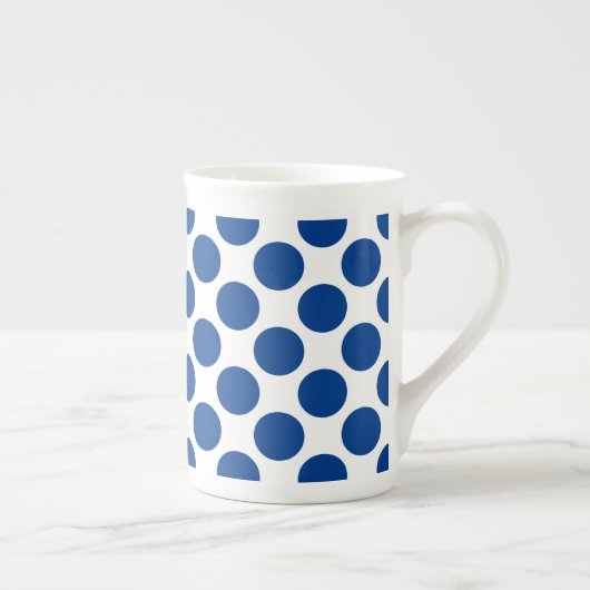 Tasse En Porcelaine Grands rétros points - bleu et blanc de cobalt (Droite)
