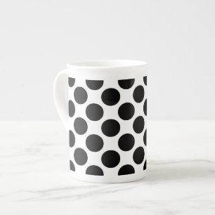 Tasse En Porcelaine Grands rétros points - noirs et blancs