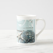 Tasse En Porcelaine Grange côtière bois aqua bleu étoile coquillages (Droite)