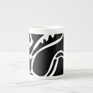 Tasse En Porcelaine Gribouillis Abstraits Noir et blanc 4 sur 8