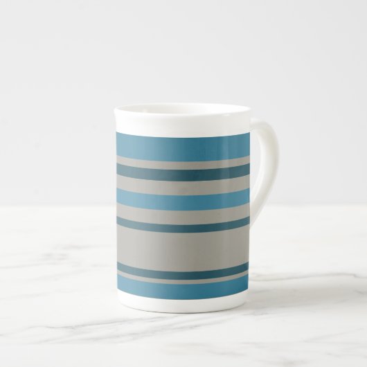 Tasse En Porcelaine Gris bleu rayé (Devant droit)