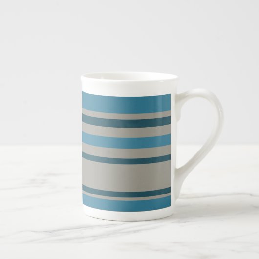 Tasse En Porcelaine Gris bleu rayé (Droite)