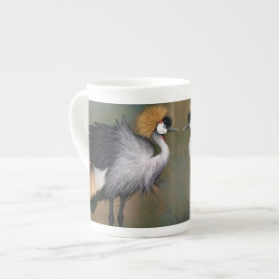 Tasse En Porcelaine Gris Gris Grue Grue Oiseau Boug