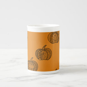 Tasse En Porcelaine Halloween boho Zentangle ® inspiré citrouille Auto