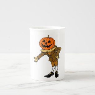 TASSE EN PORCELAINE HALLOWEWEEN TÊTE CITROUILLE SCARECROW PILGRIM
