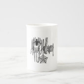 Tasse En Porcelaine Happy Halloween drôle effrayant Araignée Cobweb (Devant)