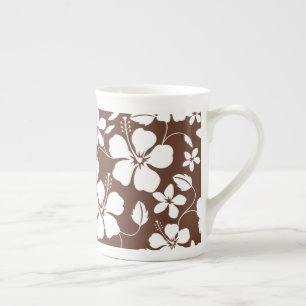 TASSE EN PORCELAINE HAWAIIAN HULA (HIBISCUS) BROWN