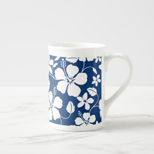 TASSE EN PORCELAINE HAWAIIAN HULA (HIBISCUS) NAVY (Droite)