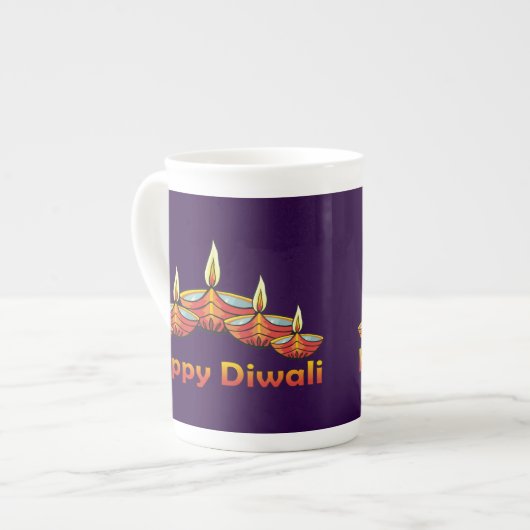Tasse En Porcelaine Heureux Diwali Deepas (Devant gauche)