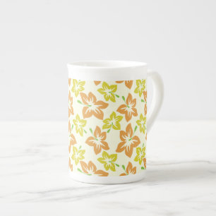Tasse En Porcelaine Hibiscus Jaune, Hibiscus Orange, Modèle Floral