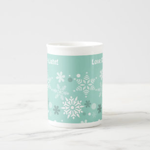 Tasse En Porcelaine Hiver Pastel Blue Snowflake Noël