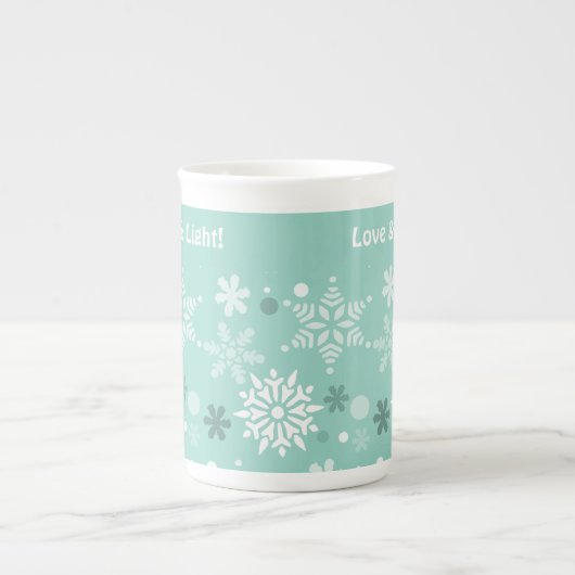 Tasse En Porcelaine Hiver Pastel Blue Snowflake Noël (Devant)