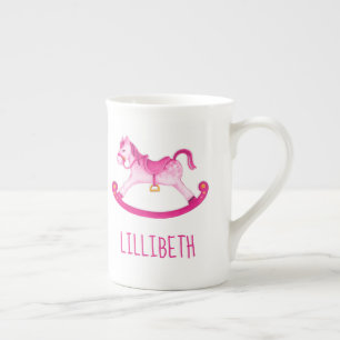 Tasse En Porcelaine Hobby cheval blanc aquarelle art rose nom personna