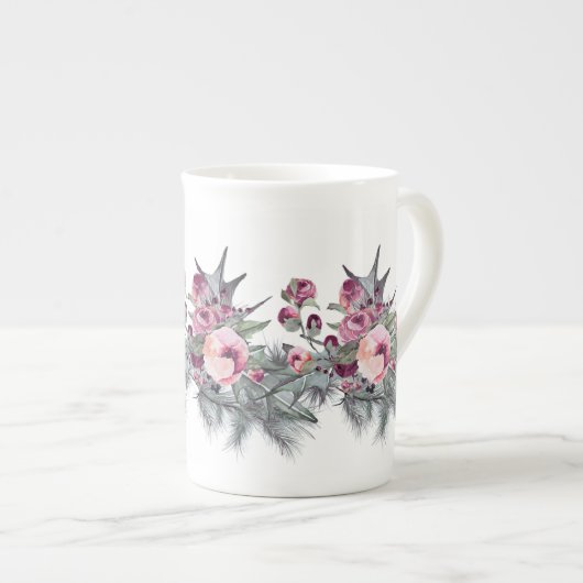 Tasse En Porcelaine Holly Plum Rose Garland (Devant droit)