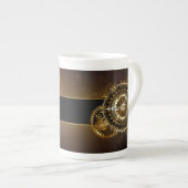 Tasse En Porcelaine Horloge Steampunk avec des engrenages anciens (Devant droit)