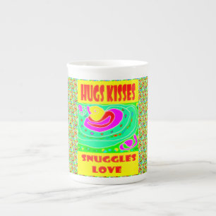 Tasse En Porcelaine Hugs Baisers design pour les enfants amusants coul