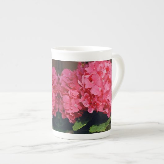 Tasse En Porcelaine Hydrangée rose (Devant droit)