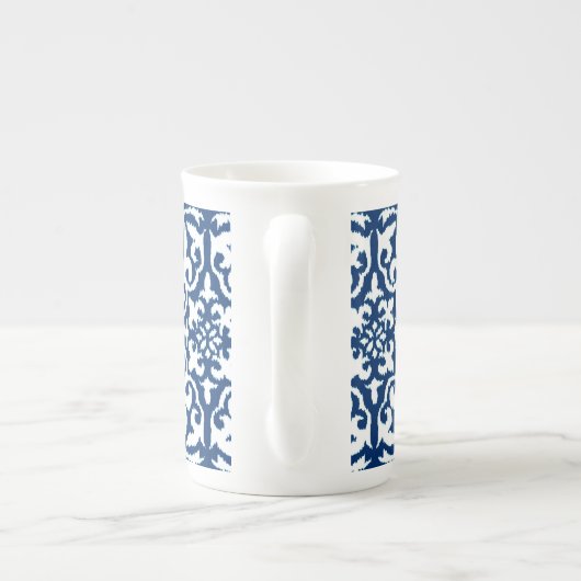 Tasse En Porcelaine Ikat damask pattern - Cobalt bleu et blanc (Dos)