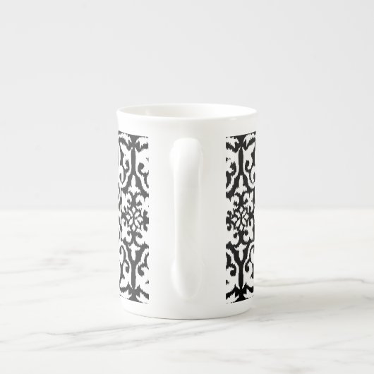 Tasse En Porcelaine Ikat damask pattern - noir et blanc (Dos)