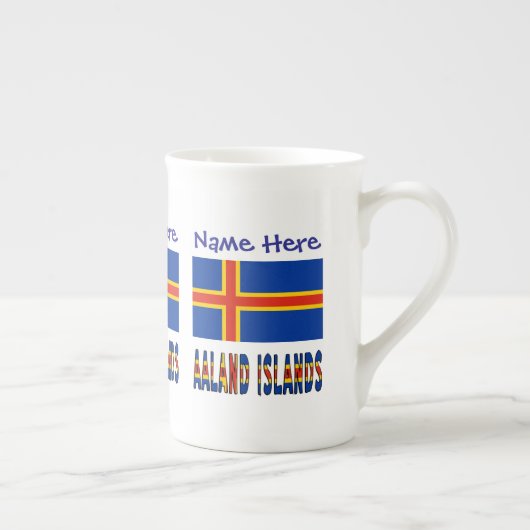 Tasse En Porcelaine Îles Aaland Ålander Drapeau Bleu Personnalisation (Droite)