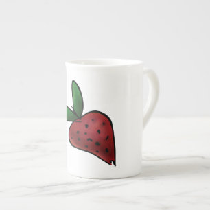 Tasse En Porcelaine Illustration de fraise peinte mignonne
