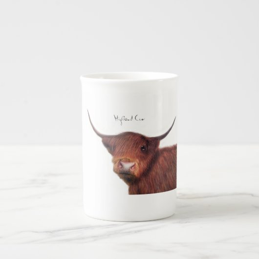 Tasse En Porcelaine Illustration de la vache Highland (Devant)