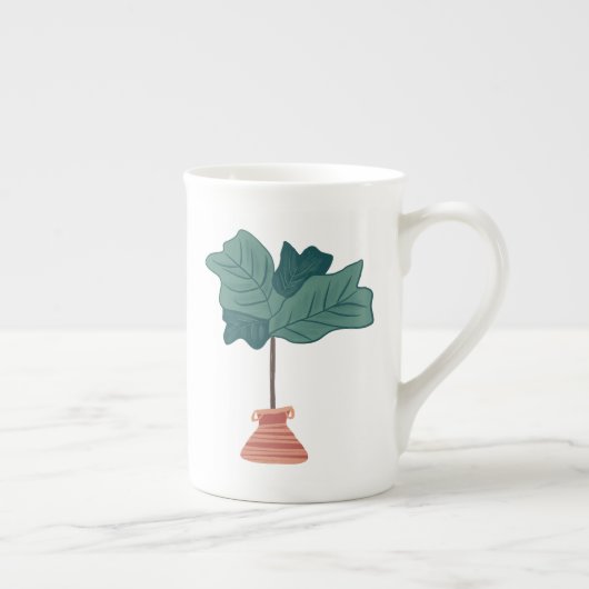 Tasse En Porcelaine Illustration Plante Fiddle Tree Maison de verdure (Droite)