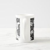 Tasse En Porcelaine Impression feuille japonaise, noir et blanc (Dos)
