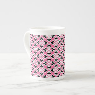 Tasse En Porcelaine imprimé kimono floral, rose, noir et blanc