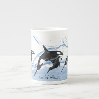 Tasse En Porcelaine Incroyable Orques d'aquarelle noire et blanche