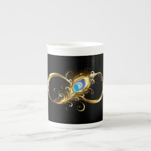 Tasse En Porcelaine Infinité avec plume de paon doré