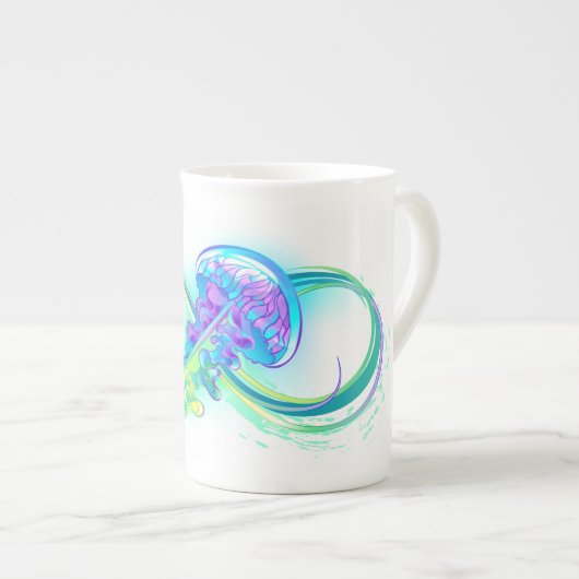 Tasse En Porcelaine Infinity with Rainbow Jellyfish (Devant droit)
