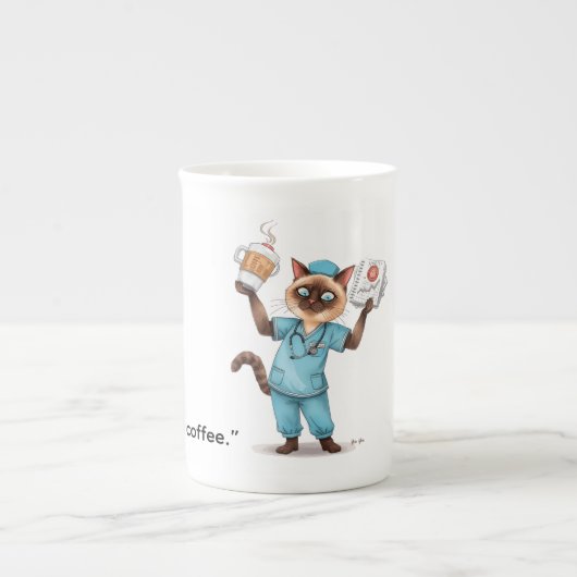 Tasse En Porcelaine Infirmière ayant une pause café (Devant)