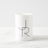 Tasse En Porcelaine Initiales de chevauchement modernes 2 | Noir en bl (Devant)