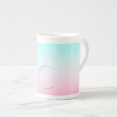 Tasse En Porcelaine Initiales de chevauchement modernes 2 | Rose turqu (Devant droit)