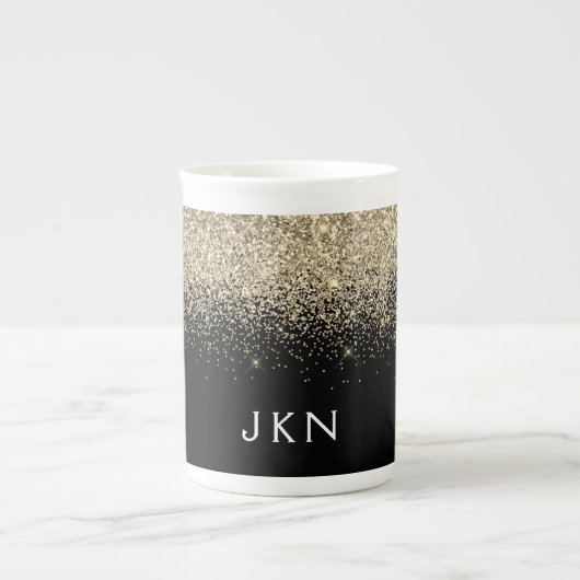 Tasse En Porcelaine Initiales Monogrammes pour filles Parties scintill (Devant)