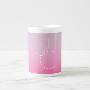 Tasse En Porcelaine Initiales superposées Modern 2 Ombre rose