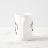 Tasse En Porcelaine Iris bleu avec papillon botanique (Dos)