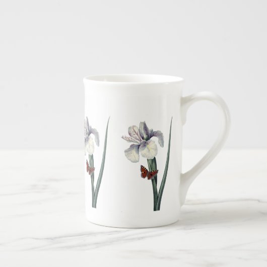 Tasse En Porcelaine Iris bleu avec papillon botanique (Droite)