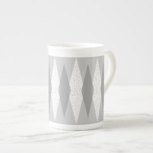 Tasse En Porcelaine Jacquard gris moderne du milieu du siècle Os Chine