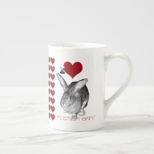 Tasse En Porcelaine J'aime mon lapin géant flamand (Droite)
